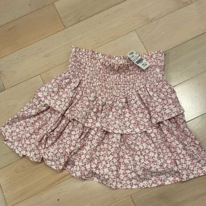 Tween style super soft smocked ruffle floral skirt